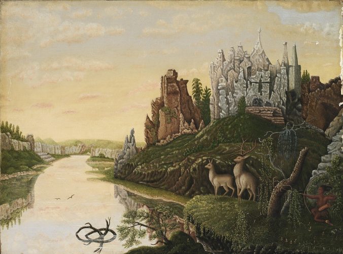 Abenteuerskizze: Landscape with Castles and Deer