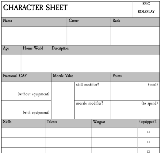 Epic Roleplay - Character Sheet